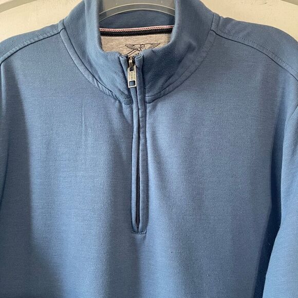 Weatherproof Vintage Quarter Zip Mock Neck Fleece Lined Sweater Blue Large - Picture 3 of 8